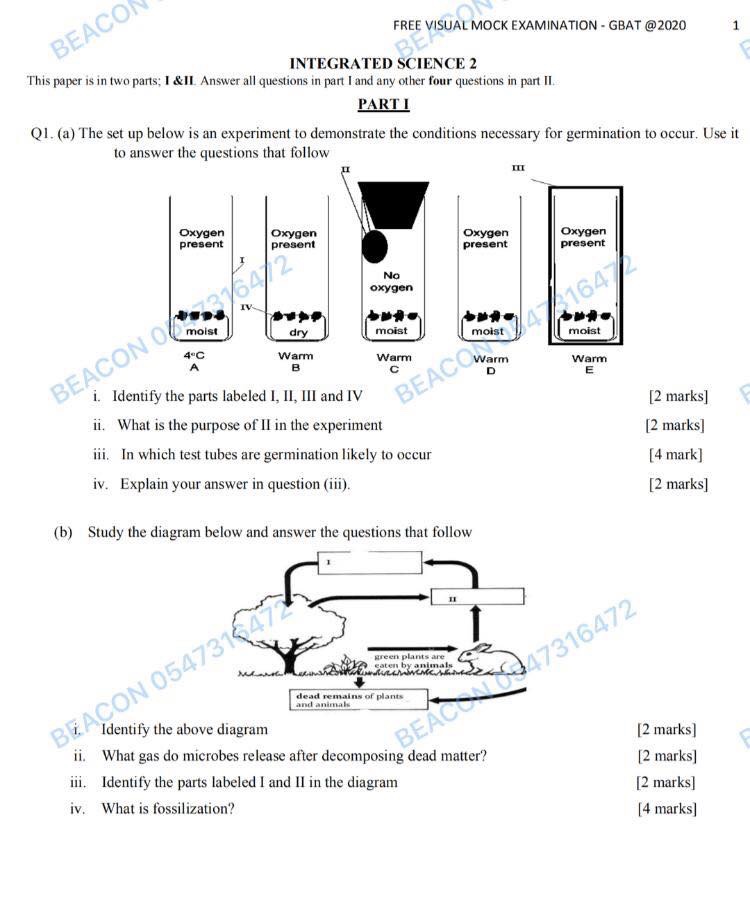 INTEGRATED SCIENCE MOCK QUESTION – Educational News Ghana